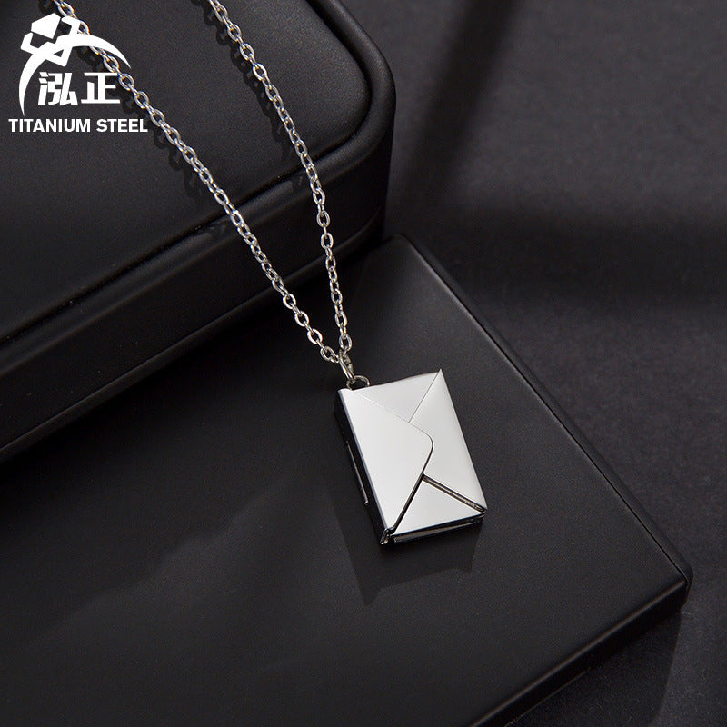Wholesale Titanium Steel Openable Envelope Necklace